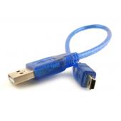 【线】0.3米透明蓝USB转T型/5P连接线